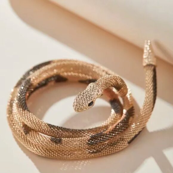 Glam Gold & Black Snake Choker Necklace – Bold Rhinestone Statement Accessory - Picture 3 of 7